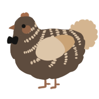 A bark and beige chicken with a half-bar pattern