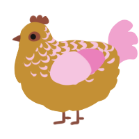 A gold and pink chicken with a half-lace pattern