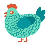 A mint and teal chicken with a lace pattern