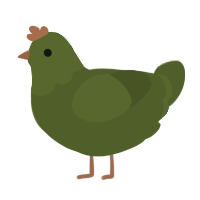 A olive chicken with a head pattern