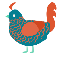 A sea and vermilion chicken with a lace pattern