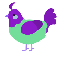A spring and violet chicken with a head pattern