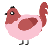 A rose and red chicken with a head pattern