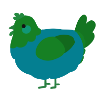 A sea and leaf chicken with a head pattern
