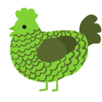 A grass and olive chicken with a lace pattern
