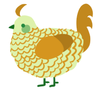 A apple and ochre chicken with a lace pattern