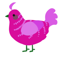 A fuchsia and orchid chicken with a half-bar pattern