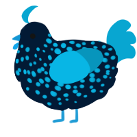 A tumblr and cerulean chicken with a speckle pattern