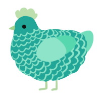 A turquoise and mint chicken with a lace pattern