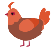 A russet and vermilion chicken with a head pattern