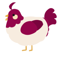 A cream and maroon chicken with a head pattern