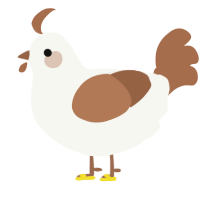 A white and brown chicken