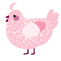 A rose chicken with a speckle pattern