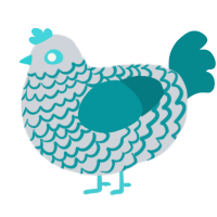 A mist and teal chicken with a lace pattern