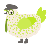 A cream and lime chicken with a speckle pattern