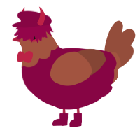 A maroon and russet chicken with a head pattern