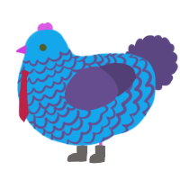 A sky and overcast chicken with a lace pattern