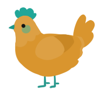 A orange chicken with a head pattern
