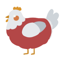 A red and mist chicken with a head pattern