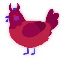 A crimson and maroon chicken with a head pattern