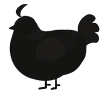 A black and sable chicken with a neck-speckle pattern