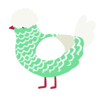 A spring and white chicken with a lace pattern