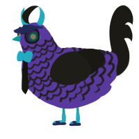 A indigo and sable chicken with a lace pattern