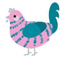 A pink and sea chicken with a bar pattern