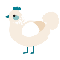 A cream chicken with a neck-speckle pattern