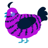 A amethyst and tumblr chicken with a bar pattern