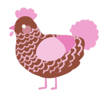 A russet and pink chicken with a lace pattern