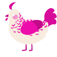 A cream and fuchsia chicken with a half-lace pattern