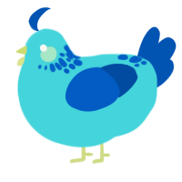 A aqua and ultramarine chicken with a neck-speckle pattern