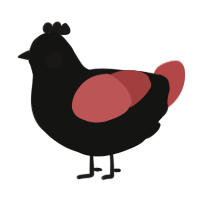 A black and red chicken
