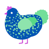 A ultramarine and spring chicken with a speckle pattern