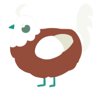 A russet and white chicken with a head pattern