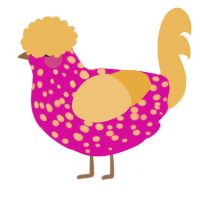 A fuchsia and honey chicken with a speckle pattern