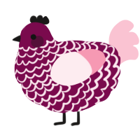 A wine and rose chicken with a lace pattern