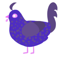 A indigo and overcast chicken with a speckle pattern
