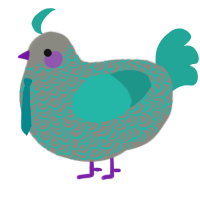 A ash and turquoise chicken with a double-lace pattern