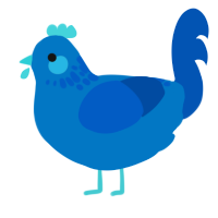 A sapphire and ultramarine chicken with a neck-speckle pattern