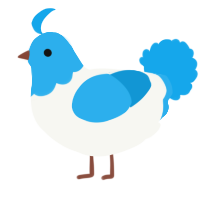 A white and sky chicken with a head pattern