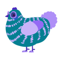 A sea and lilac chicken with a bar pattern