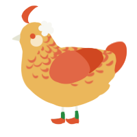 A honey and vermilion chicken with a half-lace pattern