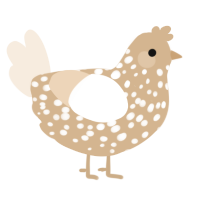 A beige and cream chicken with a speckle pattern