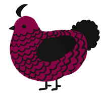 A maroon and black chicken with a lace pattern