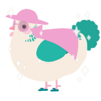 A cream and turquoise chicken with a neck-band pattern