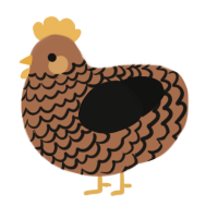 A brown and black chicken with a lace pattern