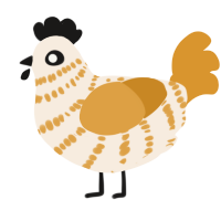 A cream and orange chicken with a bar pattern