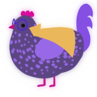 A overcast and blurple chicken with a speckle pattern